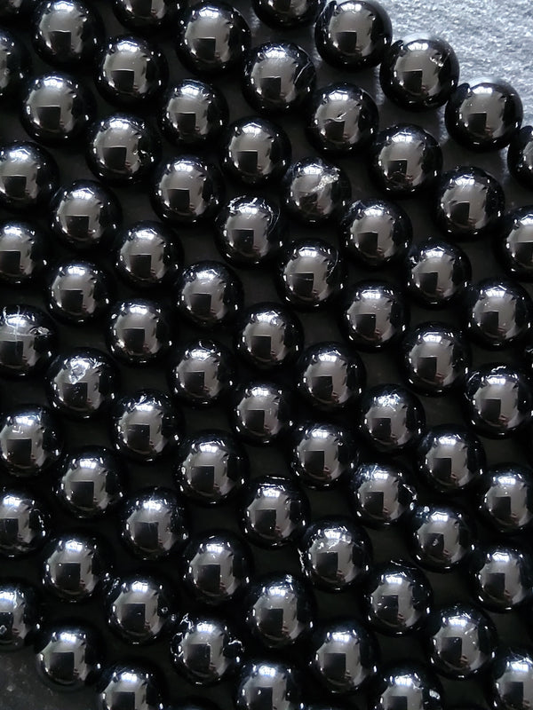 6.5mm Black Tourmaline Natural Polished Gemstone Round Beads Full 15.5 inch Strand (BLT6-4) - ContentedCatz