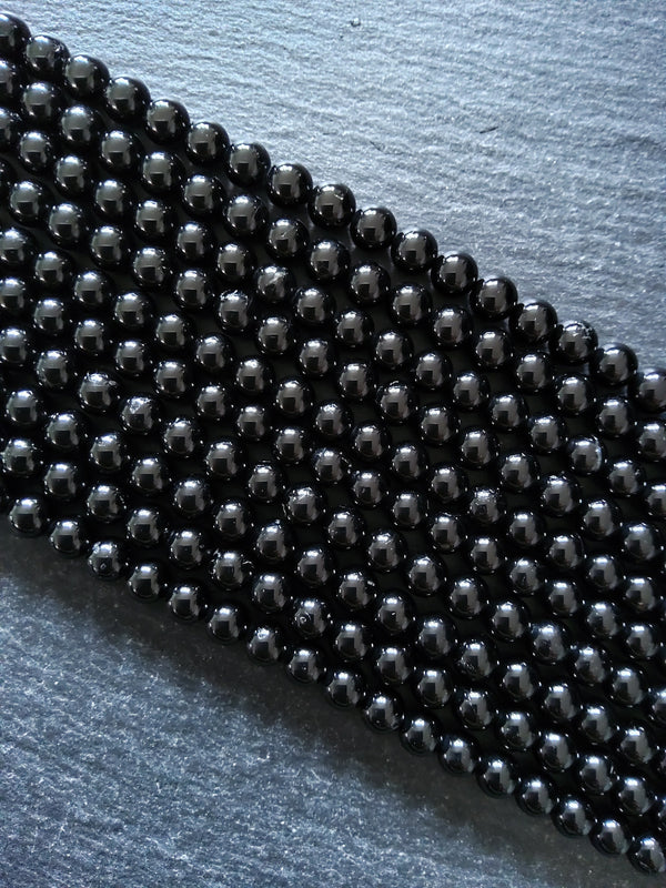 6.5mm Black Tourmaline Natural Polished Gemstone Round Beads Full 15.5 inch Strand (BLT6-4) - ContentedCatz