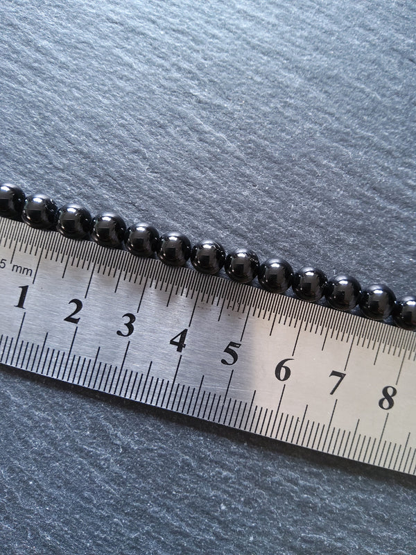 6.5mm Black Tourmaline Natural Polished Gemstone Round Beads Full 15.5 inch Strand (BLT6-4) - ContentedCatz