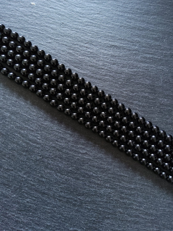 6.5mm Black Tourmaline Natural Polished Gemstone Round Beads Full 15.5 inch Strand (BLT6-4) - ContentedCatz