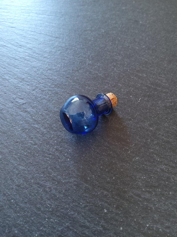 2 or 10 Little Glass Bottles Cobalt Blue with Cork Stopper Size 18x23mm