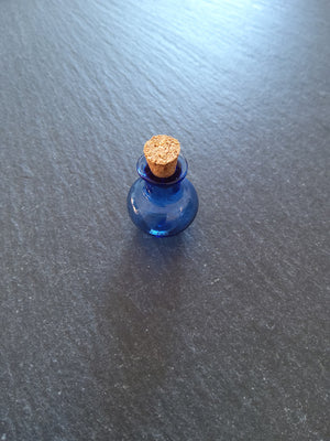 2 or 10 Little Glass Bottles Cobalt Blue with Cork Stopper Size 18x23mm