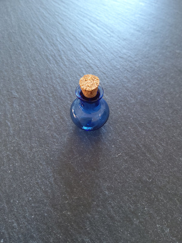 2 or 10 Little Glass Bottles Cobalt Blue with Cork Stopper Size 18x23mm