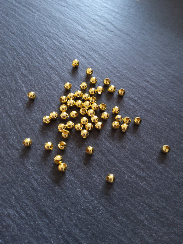 250 Ball Spacer Beads 4mm Bright Gold Plated Smooth Round  Inactive - ContentedCatz