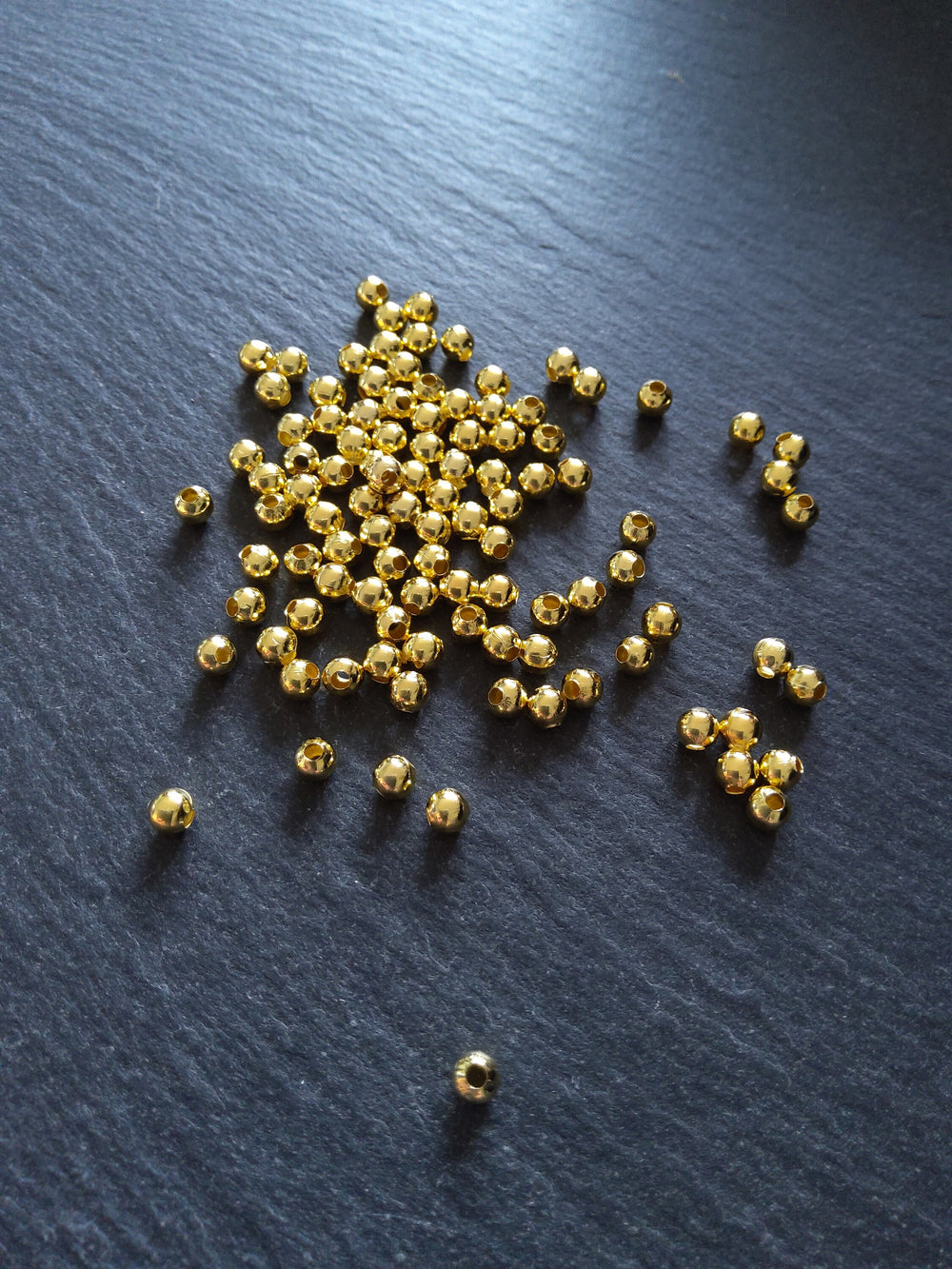 250 Ball Spacer Beads 4mm Bright Gold Plated Smooth Round  Inactive - ContentedCatz