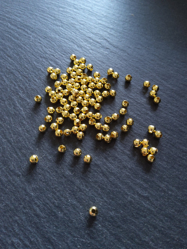 250 Ball Spacer Beads 4mm Bright Gold Plated Smooth Round  Inactive - ContentedCatz