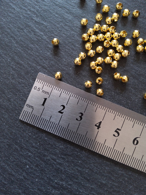 250 Ball Spacer Beads 4mm Bright Gold Plated Smooth Round  Inactive - ContentedCatz