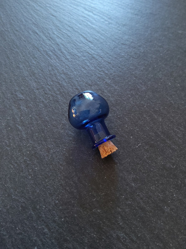 2 or 10 Little Glass Bottles Cobalt Blue with Cork Stopper Size 18x23mm