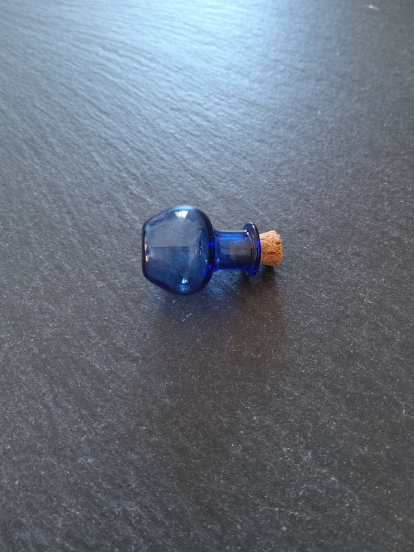 2 or 10 Little Glass Bottles Cobalt Blue with Cork Stopper Size 18x23mm
