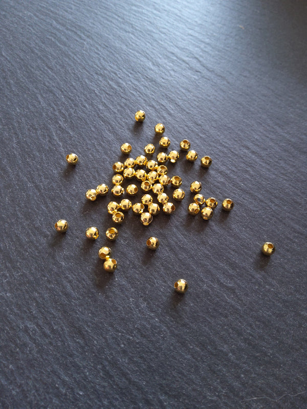 250 Ball Spacer Beads 4mm Bright Gold Plated Smooth Round  Inactive - ContentedCatz