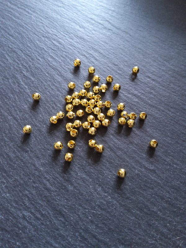 250 Ball Spacer Beads 4mm Bright Gold Plated Smooth Round  Inactive - ContentedCatz