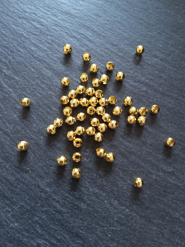 250 Ball Spacer Beads 4mm Bright Gold Plated Smooth Round  Inactive - ContentedCatz