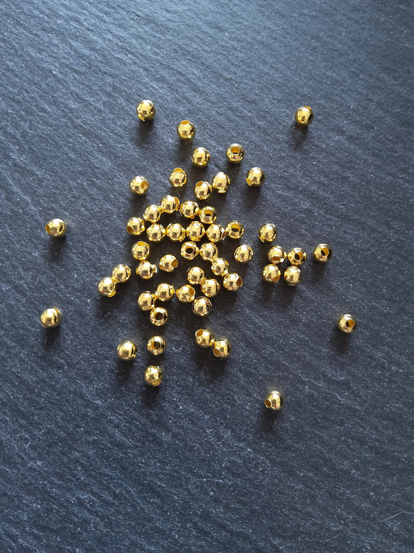 250 Ball Spacer Beads 4mm Bright Gold Plated Smooth Round  Inactive - ContentedCatz