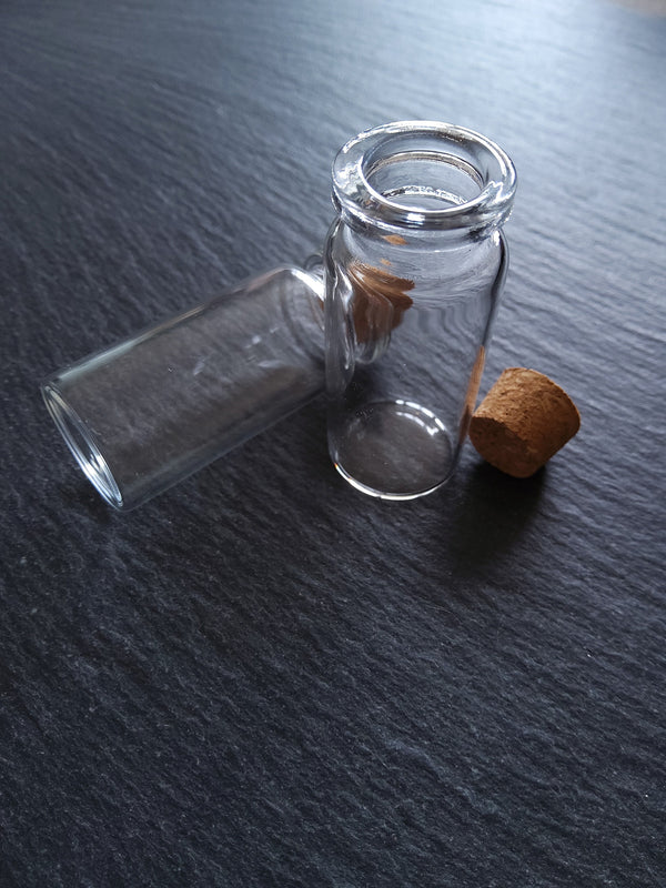 5 Glass Bottles 11.6ml with Cork Stoppers 49x22mm - ContentedCatz