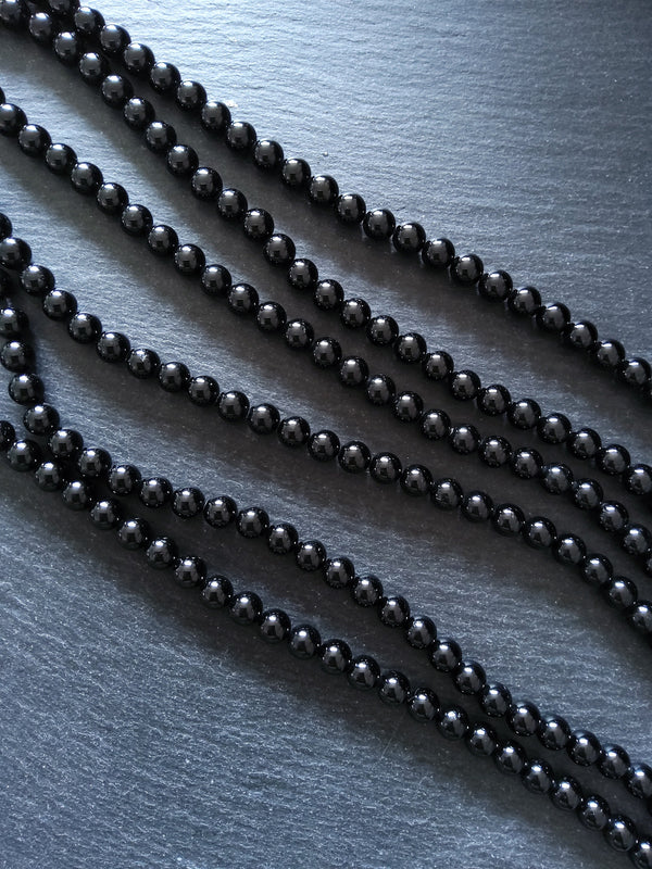 8.3mm Black Grade A Tourmaline Natural Polished Gemstone Round Beads Full 15.5 inch Strand