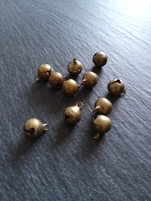 10 or 50 Antique Bronze Tone 10mm Brass Bells Bell Charms 13x10mm