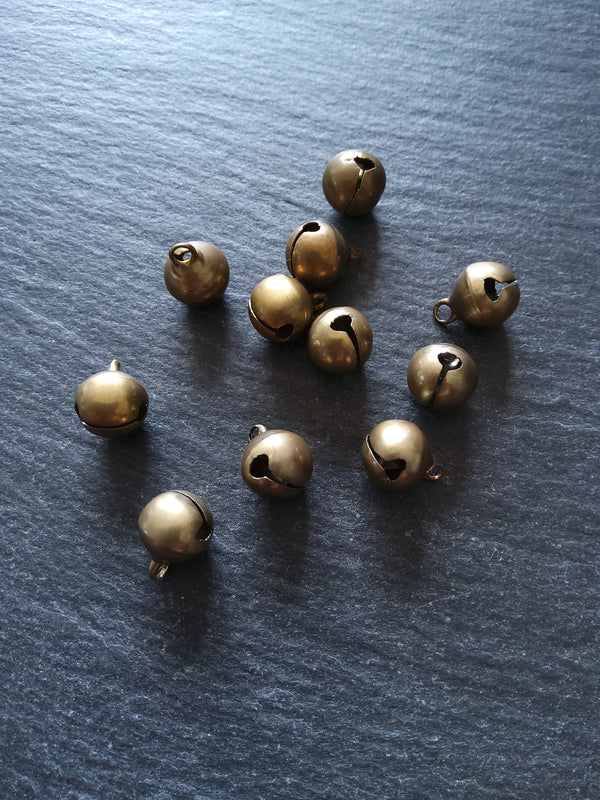 10 or 50 Antique Bronze Tone 10mm Brass Bells Bell Charms 13x10mm