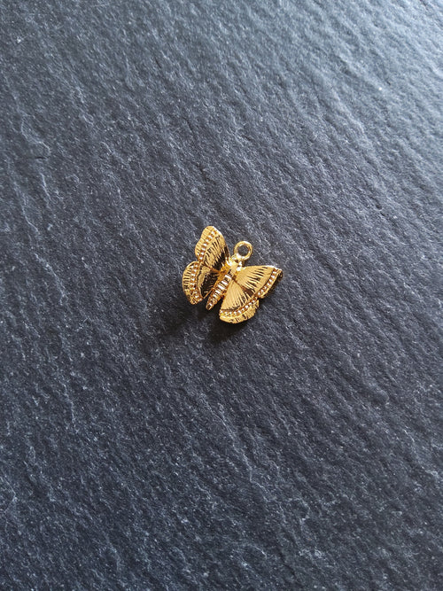 1 or 5 Beautiful Butterfly Charms Real 18K Gold Plated Brass 10x11mm Nickel FREE