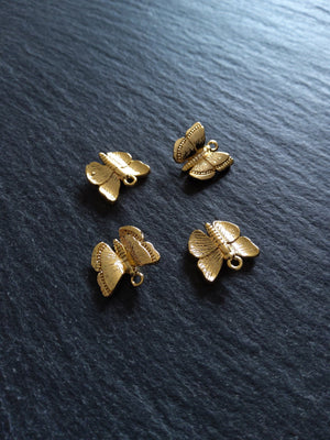 1 or 5 Beautiful Butterfly Charms Real 18K Gold Plated Brass 10x11mm Nickel FREE