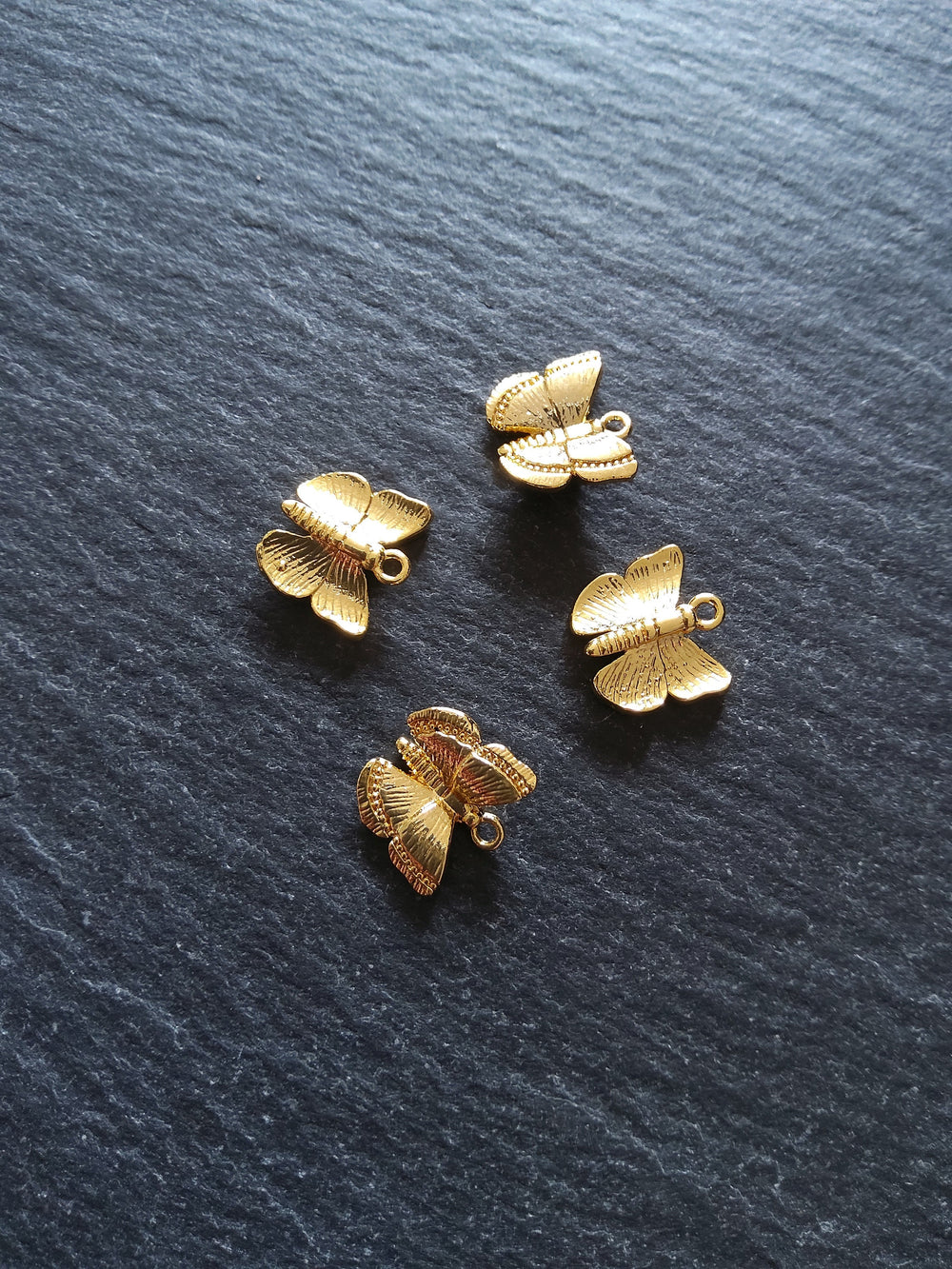 1 or 5 Beautiful Butterfly Charms Real 18K Gold Plated Brass 10x11mm Nickel FREE