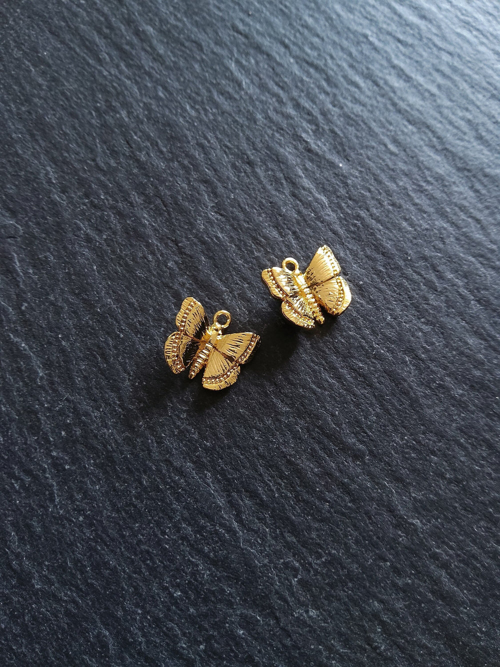 1 or 5 Beautiful Butterfly Charms Real 18K Gold Plated Brass 10x11mm Nickel FREE