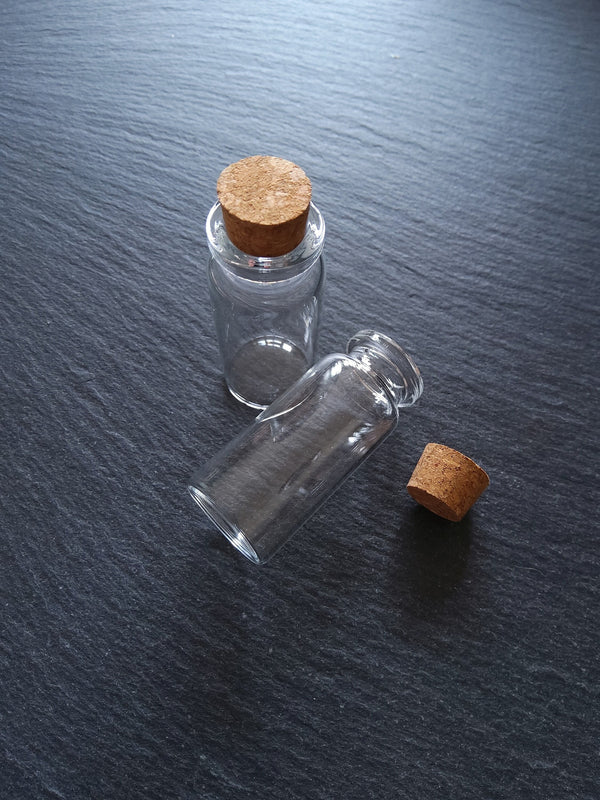 5 Glass Bottles 11.6ml with Cork Stoppers 49x22mm - ContentedCatz