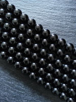 8.3mm Black Grade A Tourmaline Natural Polished Gemstone Round Beads Full 15.5 inch Strand