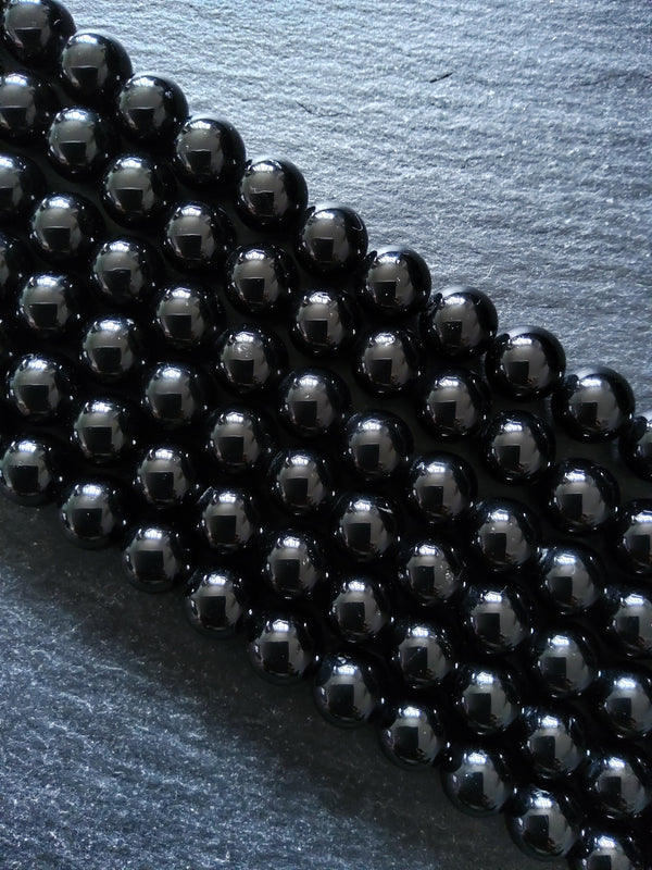 8.3mm Black Grade A Tourmaline Natural Polished Gemstone Round Beads Full 15.5 inch Strand