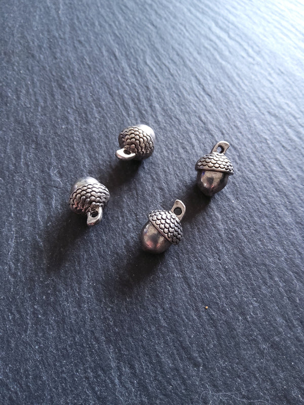 5 or 25 Genuine Silver Plated Acorn Charms Antique Silver Tone Solid 15x10mm NICKEL FREE