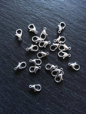 20 or 100 Silver Plated 12mm Lobster Clasps Nickel FREE 12x7mm