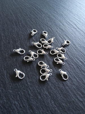 20 or 100 Silver Plated 12mm Lobster Clasps Nickel FREE 12x7mm