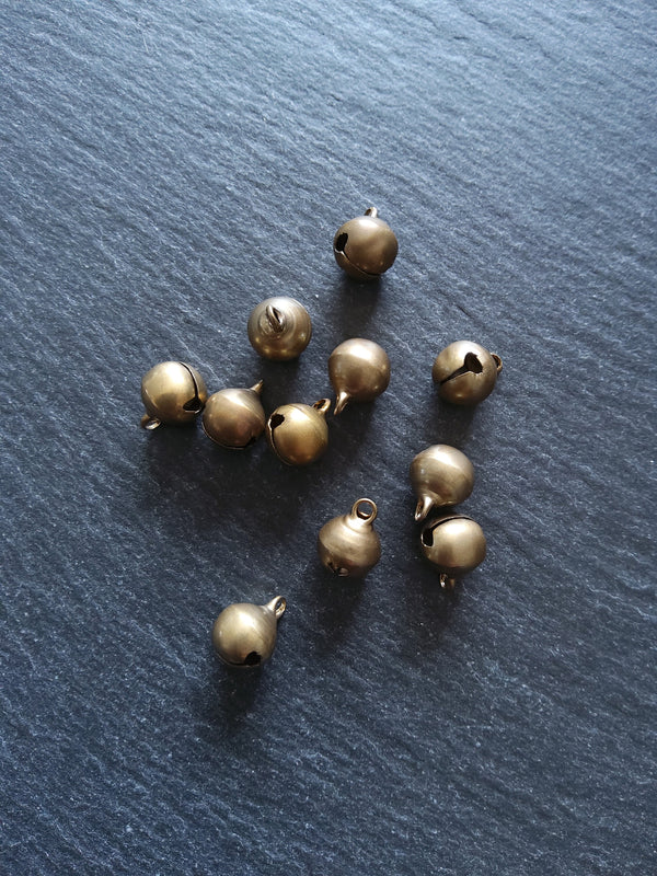 10 or 50 Antique Bronze Tone 10mm Brass Bells Bell Charms 13x10mm