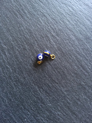 2 or 10 Evil Eye Charms Genuine 18K Gold Plated Brass with Blue & White Enamel 9.5x6.5x4.5mm