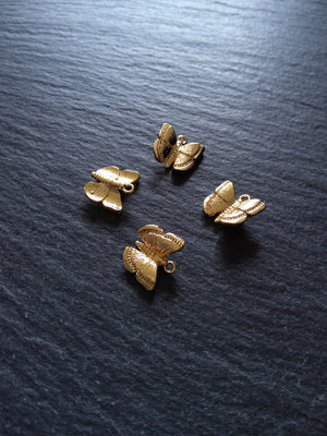 1 or 5 Beautiful Butterfly Charms Real 18K Gold Plated Brass 10x11mm Nickel FREE