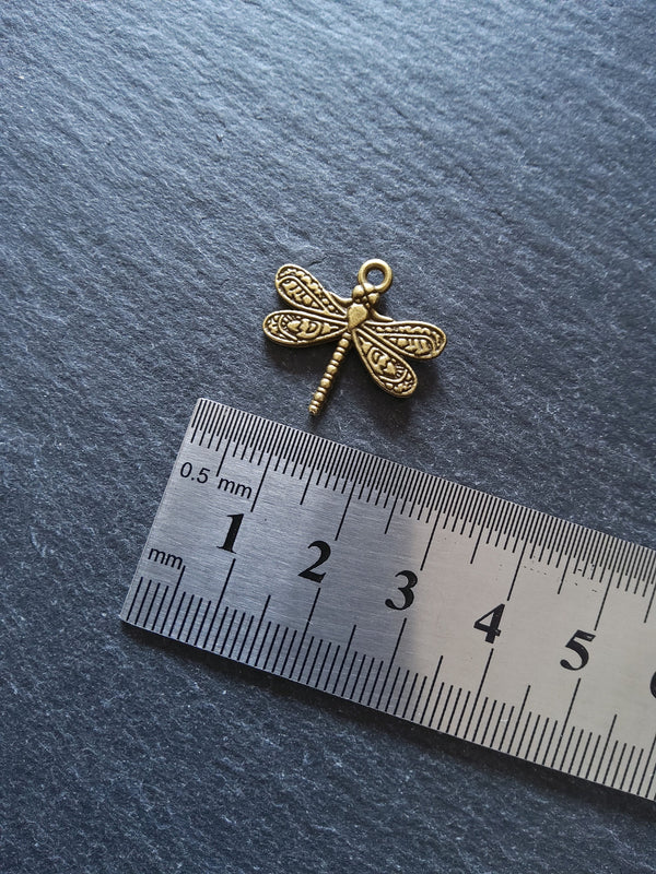 8 or 40 Dragonfly Charms Antique Bronze Tone 21x19.5mm - ContentedCatz