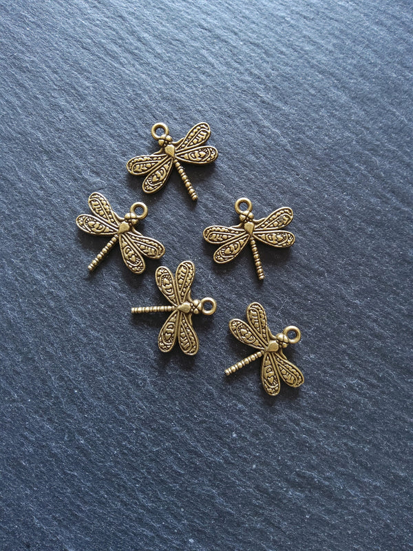 8 or 40 Dragonfly Charms Antique Bronze Tone 21x19.5mm - ContentedCatz