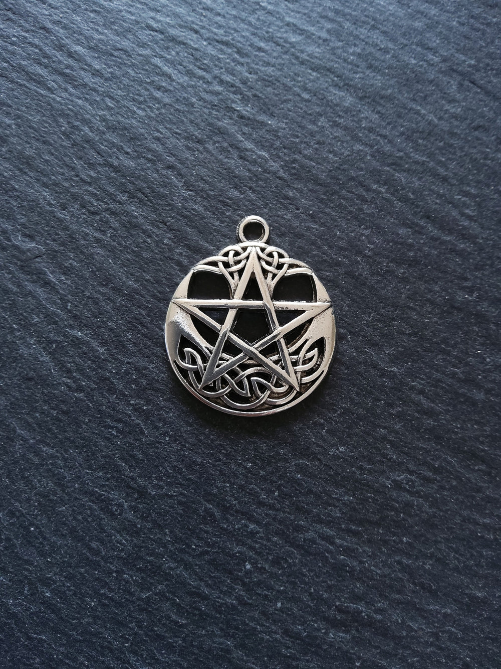 1 or 5 Celtic Crescent Moon & Star Pendant Silver Tone Alloy 35x30mm