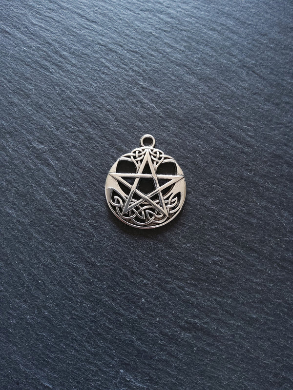 1 or 5 Celtic Crescent Moon & Star Pendant Silver Tone Alloy 35x30mm