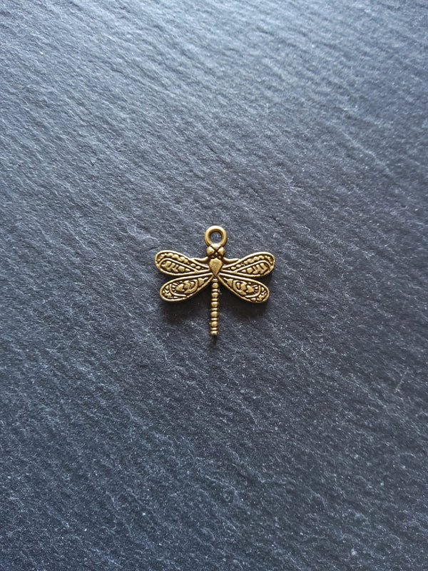 8 or 40 Dragonfly Charms Antique Bronze Tone 21x19.5mm - ContentedCatz