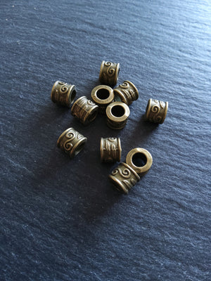 10 or 50 Scroll Design 9mm Beads Antique Bronze Tone Alloy 9x7mm Hole: 5mm Nickel FREE