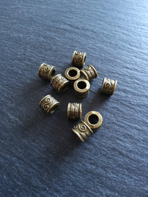 10 or 50 Scroll Design 9mm Beads Antique Bronze Tone Alloy 9x7mm Hole: 5mm Nickel FREE