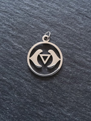 1 or 5 Stainless Steel Ajna Third Eye Chakra Charms Flat 22x19mm