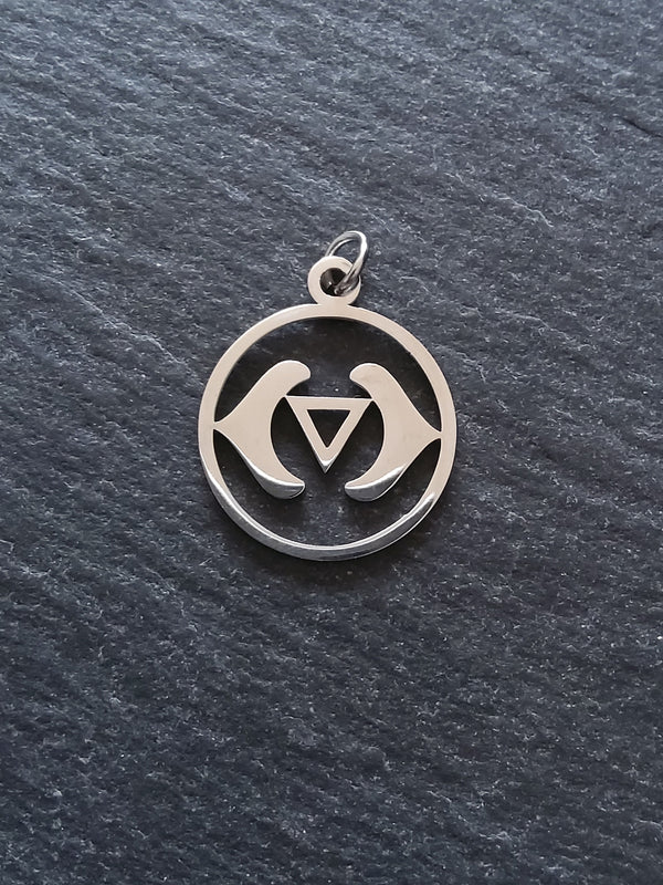 1 or 5 Stainless Steel Ajna Third Eye Chakra Charms Flat 22x19mm