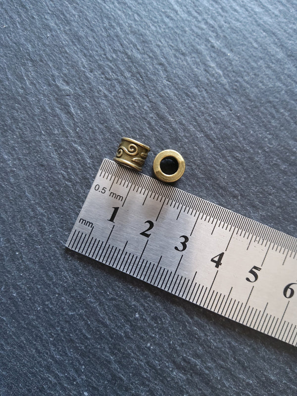 10 or 50 Scroll Design 9mm Beads Antique Bronze Tone Alloy 9x7mm Hole: 5mm Nickel FREE