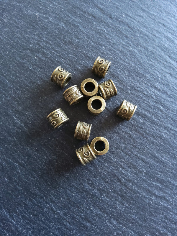 10 or 50 Scroll Design 9mm Beads Antique Bronze Tone Alloy 9x7mm Hole: 5mm Nickel FREE