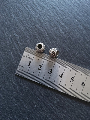 10 or 50 Barrel Lantern 9mm Antique Silver Tone Spacer Beads 9x7mm. Large 4mm Hole