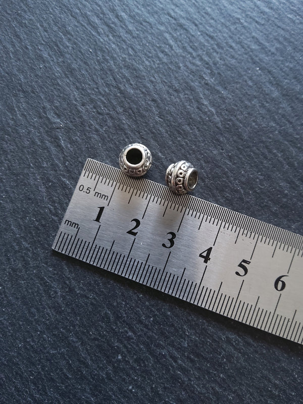 10 or 50 Barrel Lantern 9mm Antique Silver Tone Spacer Beads 9x7mm. Large 4mm Hole