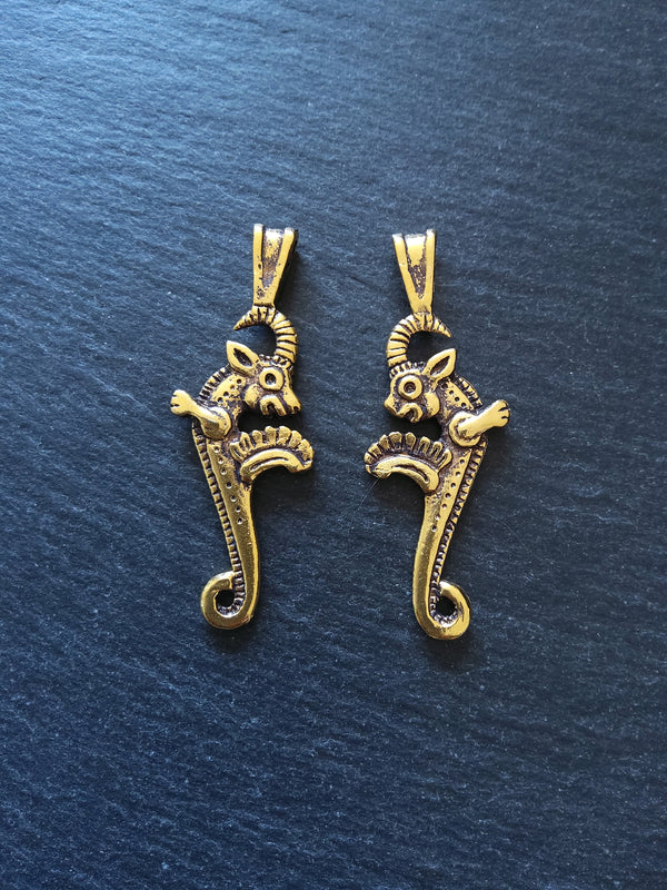 Capricorn Mythical Sea-Goat Pendant Gold Plated 62x23mm