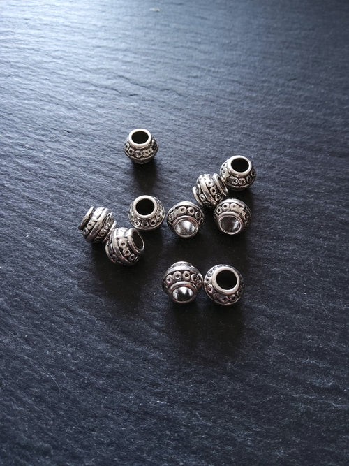 10 or 50 Barrel Lantern 9mm Antique Silver Alloy Spacer Beads 9x7mm. Large 4mm Hole