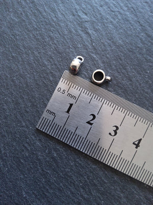 20 or 100 Antique Silver Tone Bail Beads Smooth Plain Metal Alloy 9x4mm Hole: 3.5mm